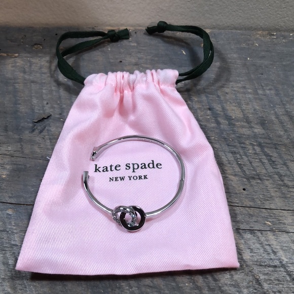 Kate Spade Rhinestone accent silver tone hinge bangle bracelet - Picture 7 of 9